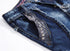 Individuality Patch Splice Men's Jeans Mid Waisted Straight Pants